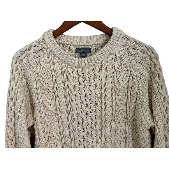 L.L. Bean Signature Womens Cable Knit Sweater Fisherman Herritage Chunky Size Sm - Picture 2 of 8